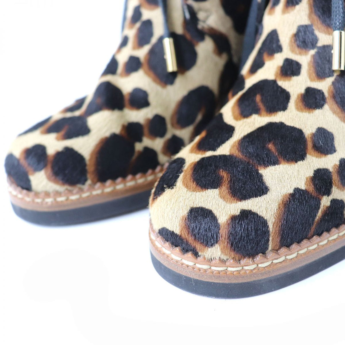 Louis Vuitton Leopard Harako Leather Wedge Ankle Boots