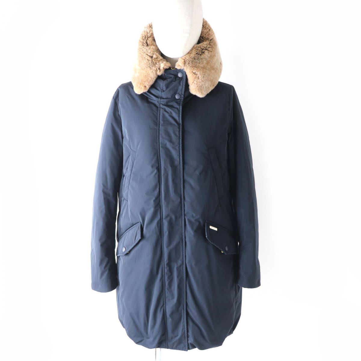 Woolrich IENA Down Coat with Rabbit Fur Navy S