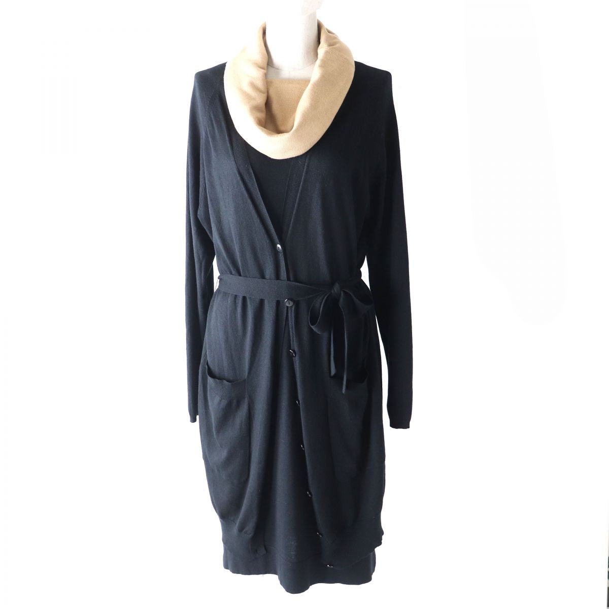 Max Mara Silk Cashmere Belted Cardigan Dress Set