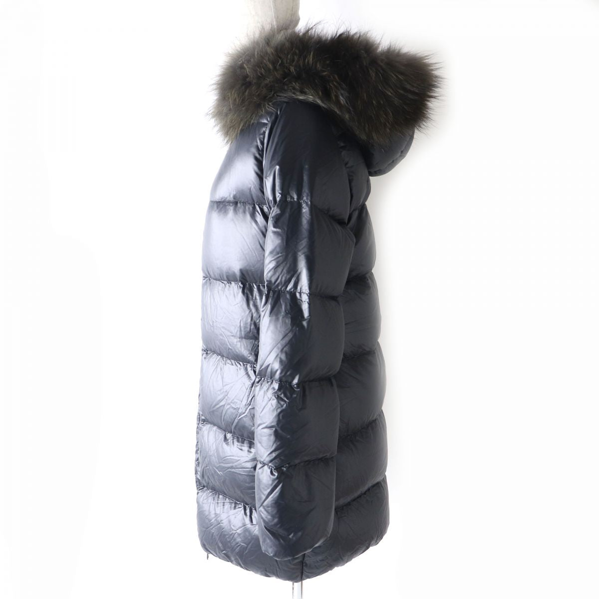 DUVETICA Women's Down Coat with Fur Hood Black