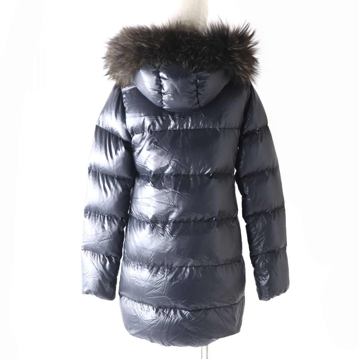 DUVETICA Women's Down Coat with Fur Hood Black