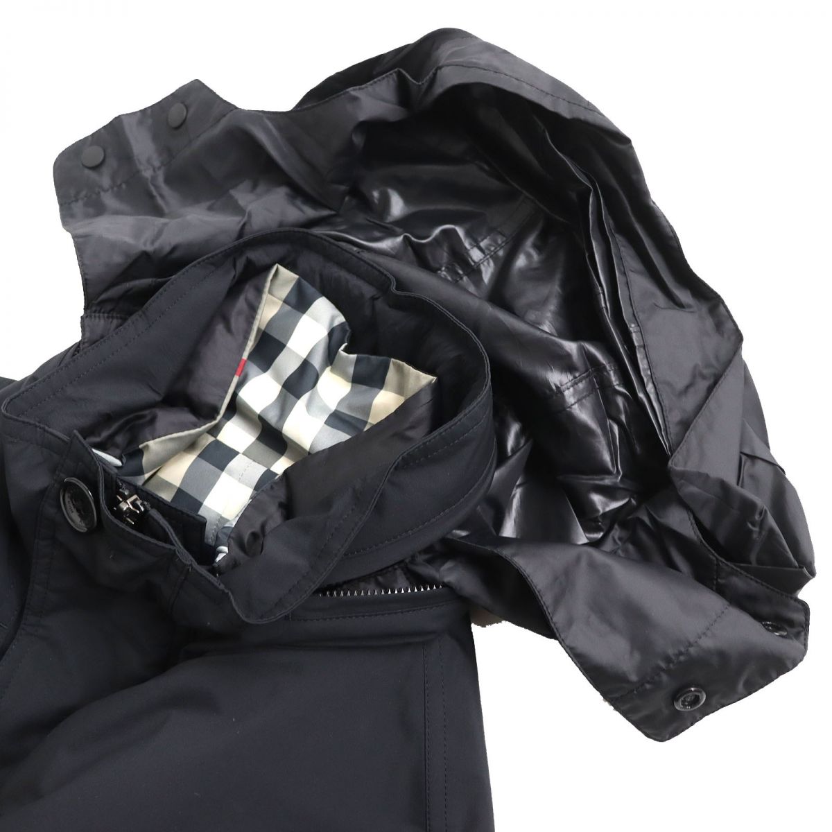 Burberry Nova Check Hooded 2WAY Coat Black L