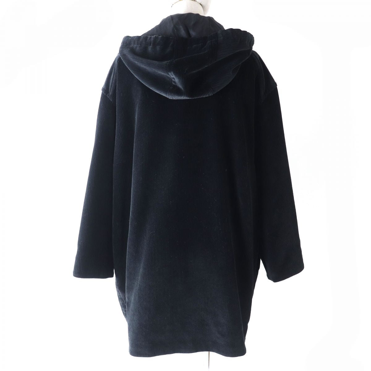 MARNI Women's Corduroy Hooded Long Jacket Black