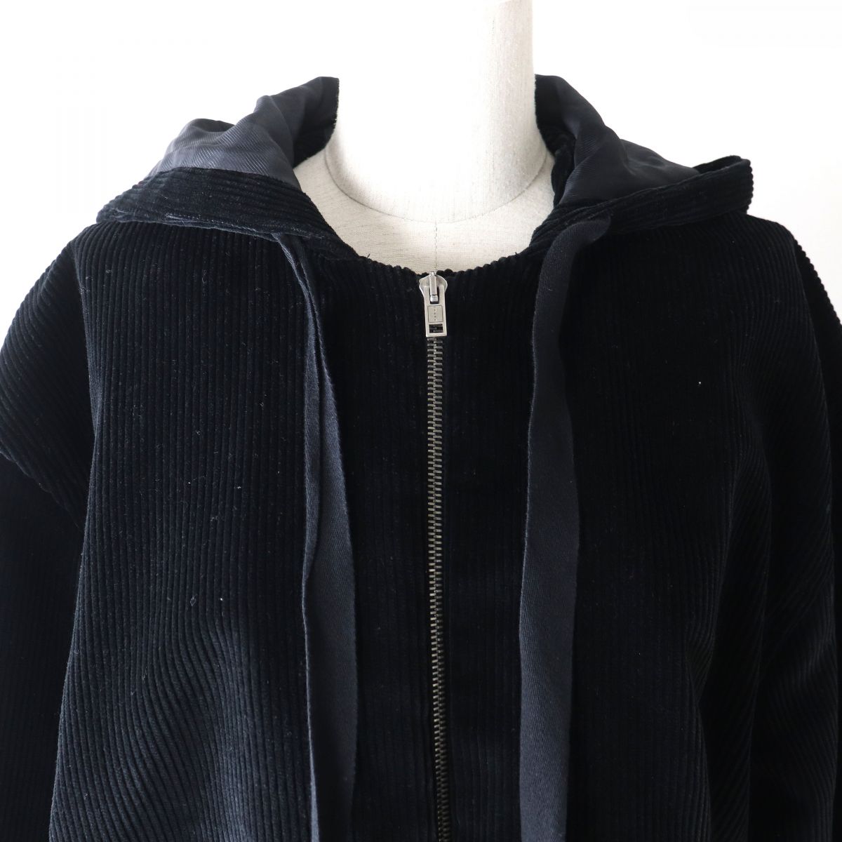 MARNI Women's Corduroy Hooded Long Jacket Black