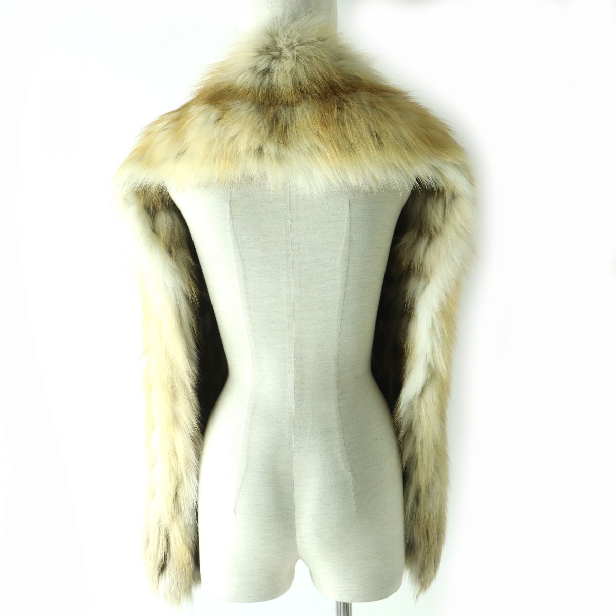 Fendi Fox Fur Large Shawl Stole Beige