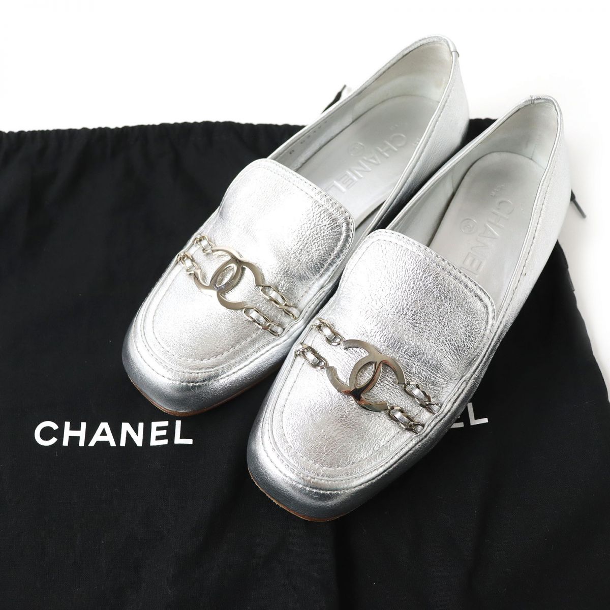 Chanel COCO Mark Leather Loafers Shoes