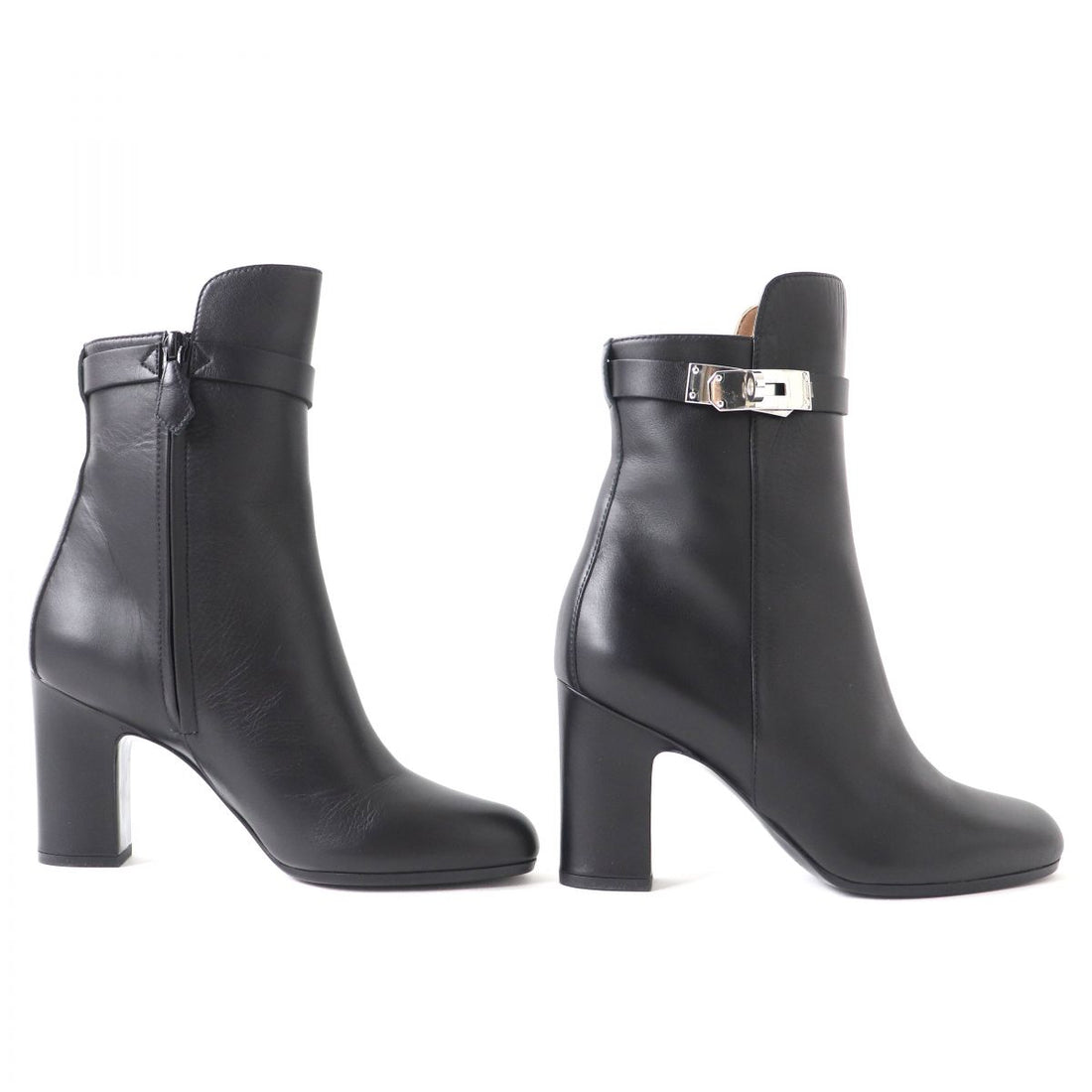 Hermes Kelly Leather Ankle Boots Black 36.5