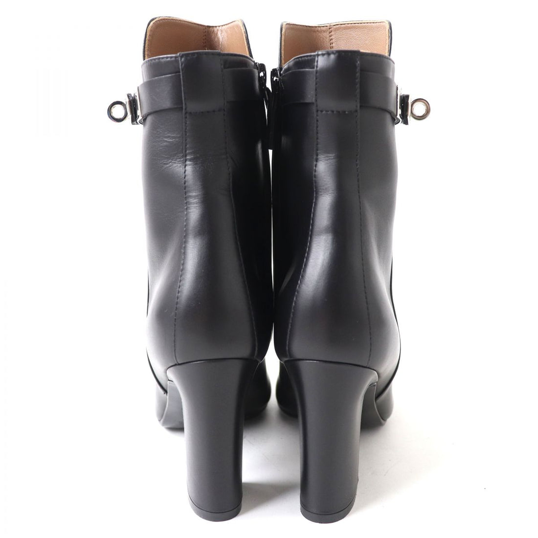 Hermes Kelly Leather Ankle Boots Black 36.5