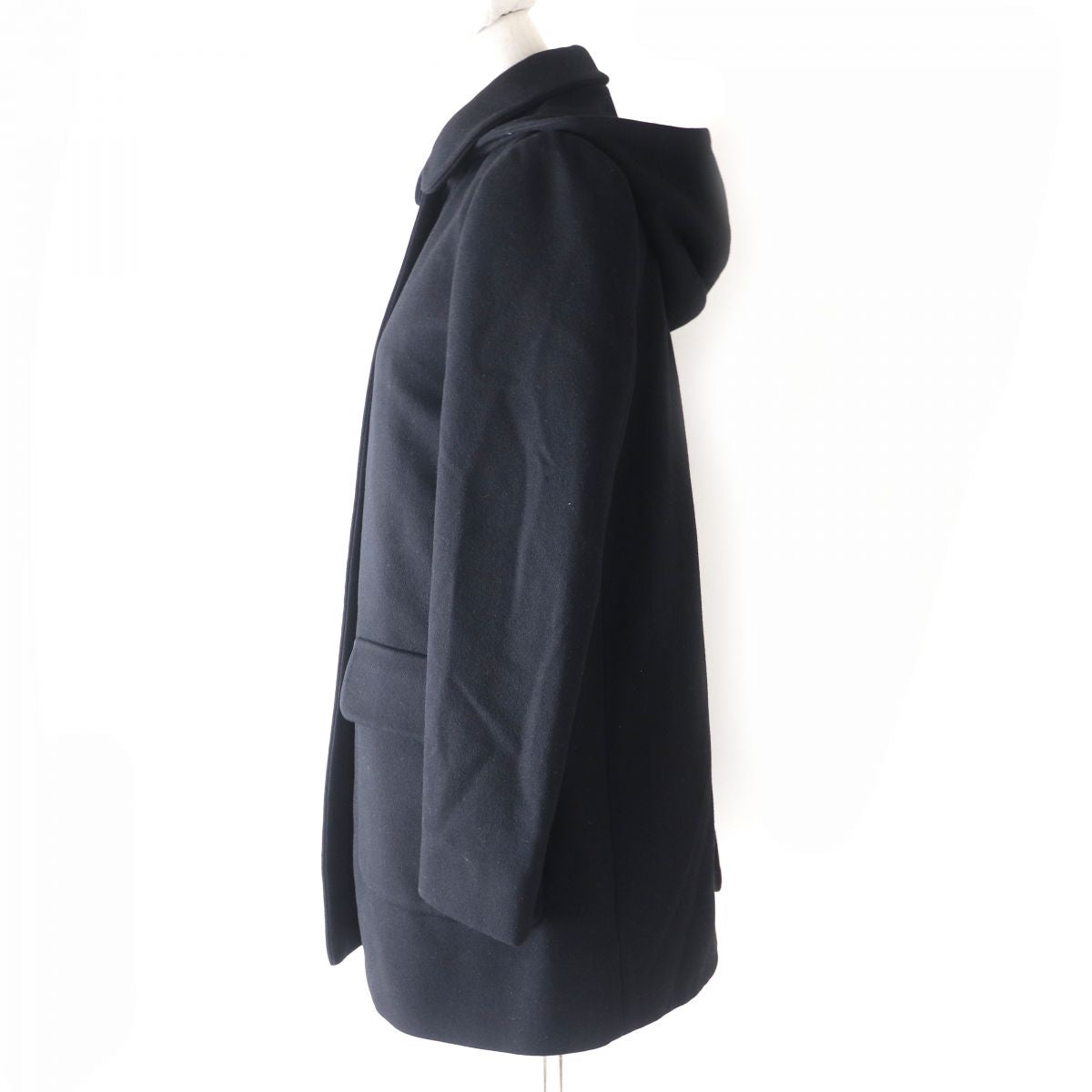 Miu Miu Women's Hooded Wool Coat Black