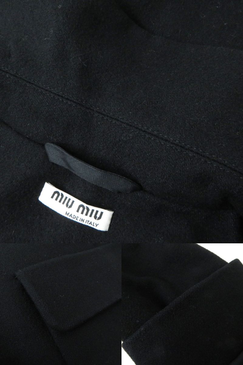 Miu Miu Women's Hooded Wool Coat Black