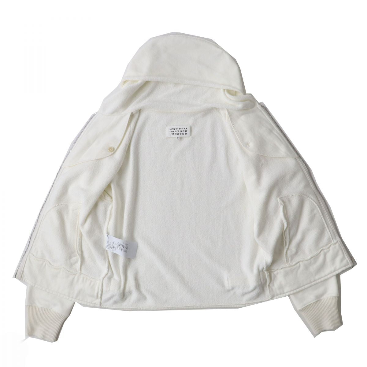 Maison Margiela Cotton Logo Zip-Up Hoodie White M