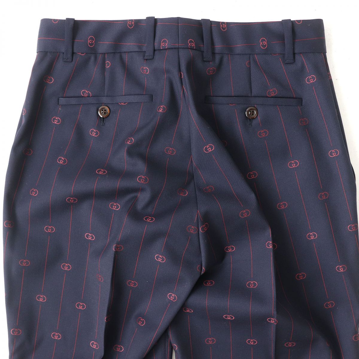 Gucci Interlocking G Trousers 38 Navy Red