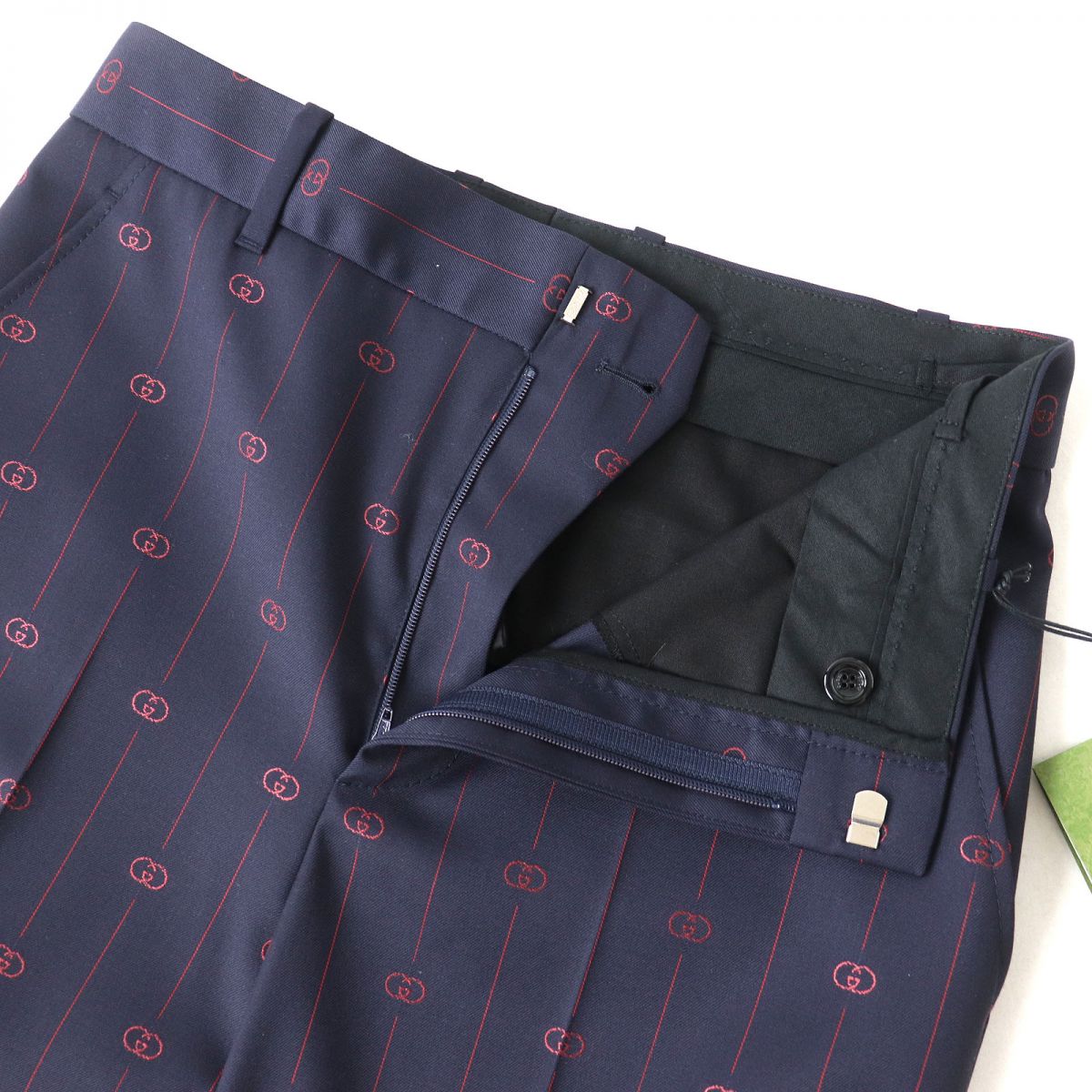 Gucci Interlocking G Trousers 38 Navy Red