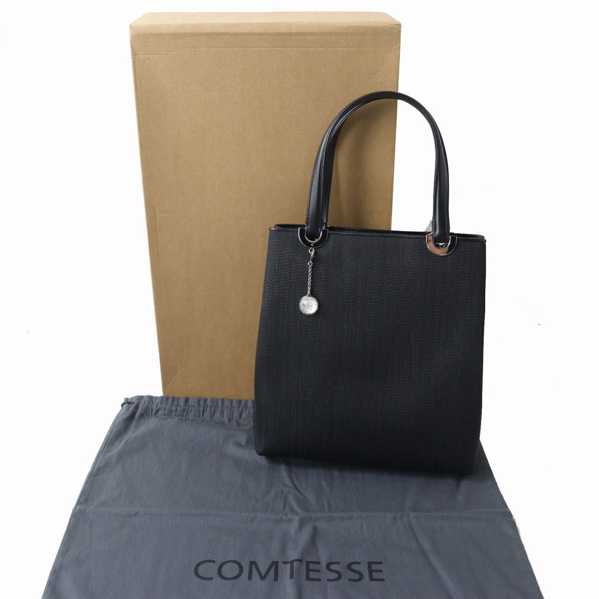 COMTESSE Horsehair Leather Tote Bag Black