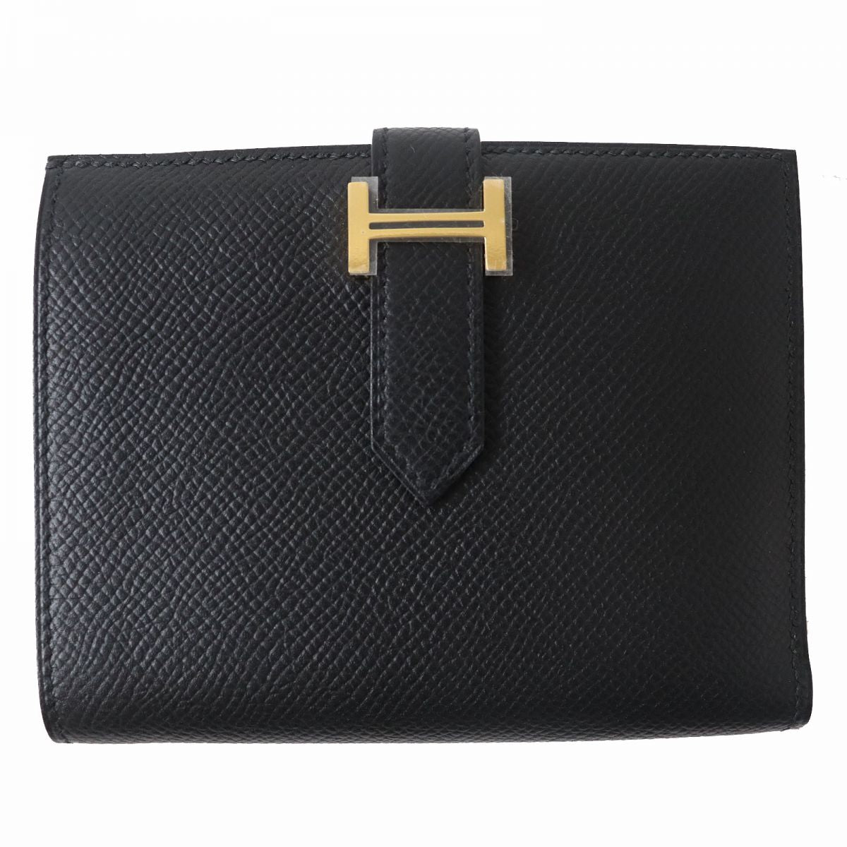 Hermes Bearn Compact Epsom Leather Wallet Black