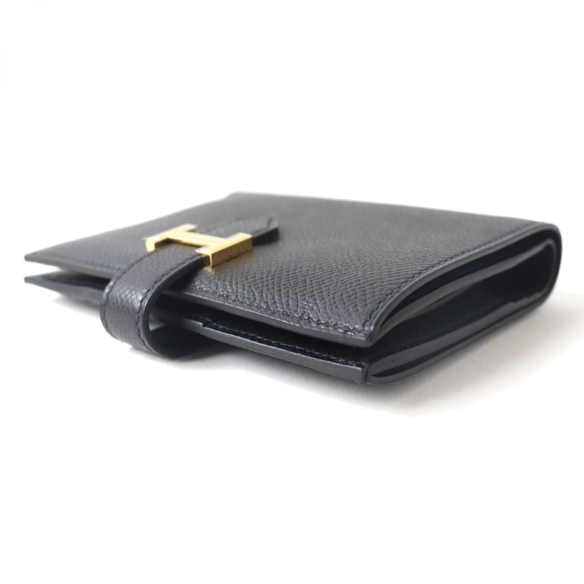 Hermes Bearn Compact Epsom Leather Wallet Black