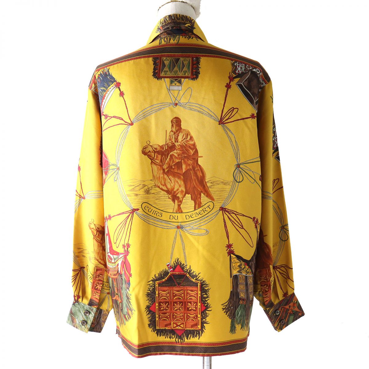 HERMES Silk Shirt 38 Yellow Multicolor