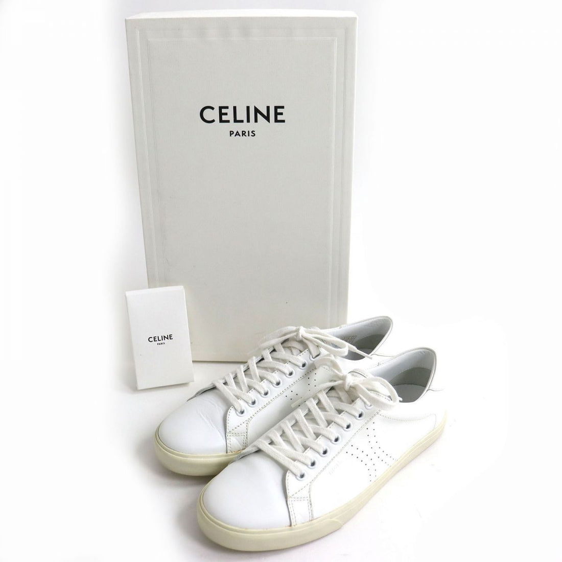 Celine Leather Sneakers 39 Triomphe Lace-up