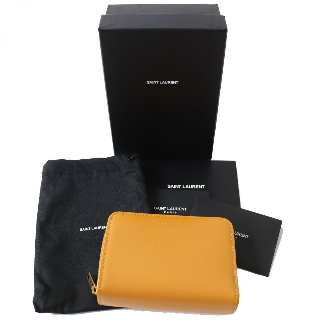 Saint Laurent Leather Bifold Wallet Orange