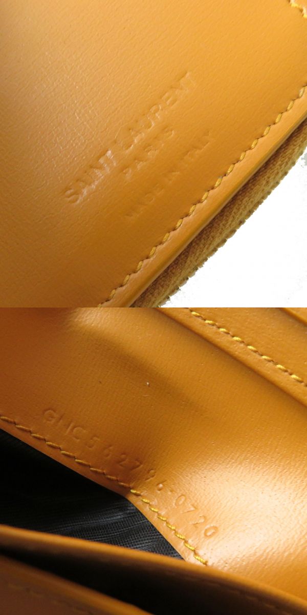 Saint Laurent Leather Bifold Wallet Orange