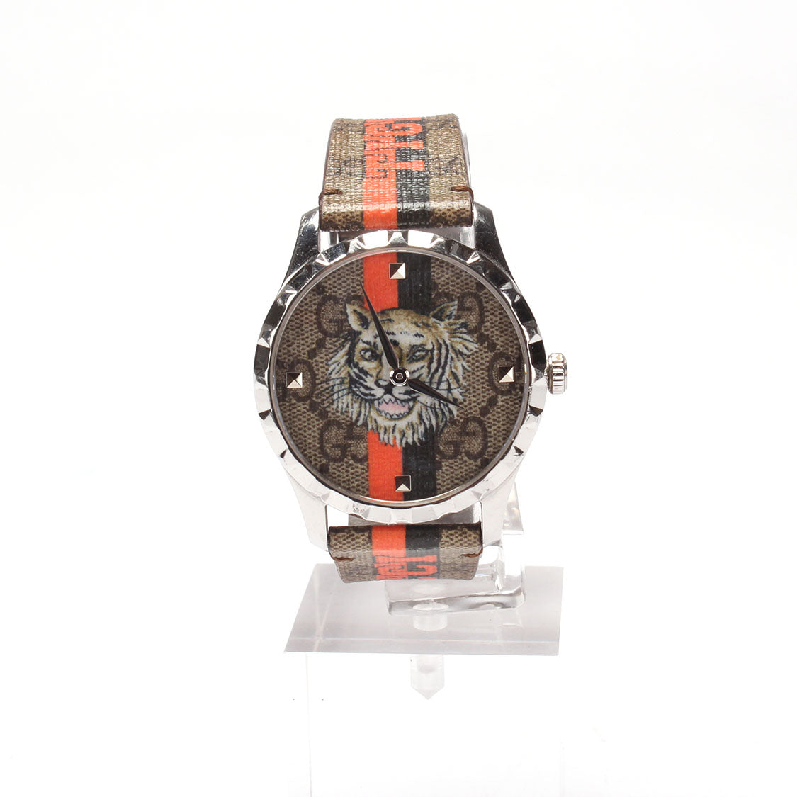 Gucci Quartz G-Timeless GG Supreme Tiger Wrist Watch Metal Quartz in Very Good Condition