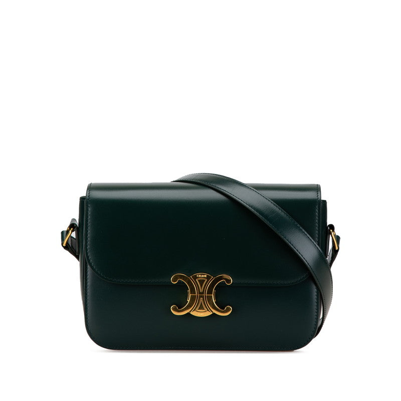 Celine Triomphe Classic Leather Shoulder Bag Green