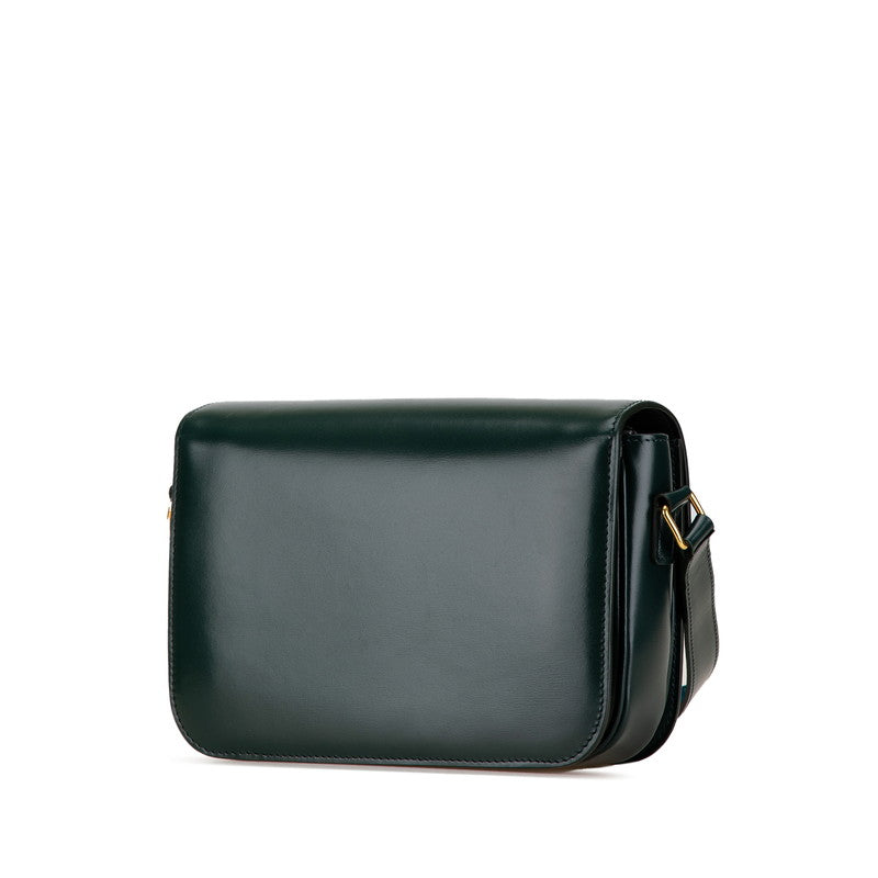 Celine Triomphe Classic Leather Shoulder Bag Green