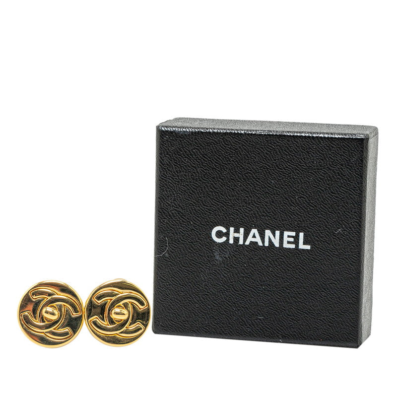 Chanel Vintage Coco Mark Turnlock Earrings Gold Plated in Excellent Condition