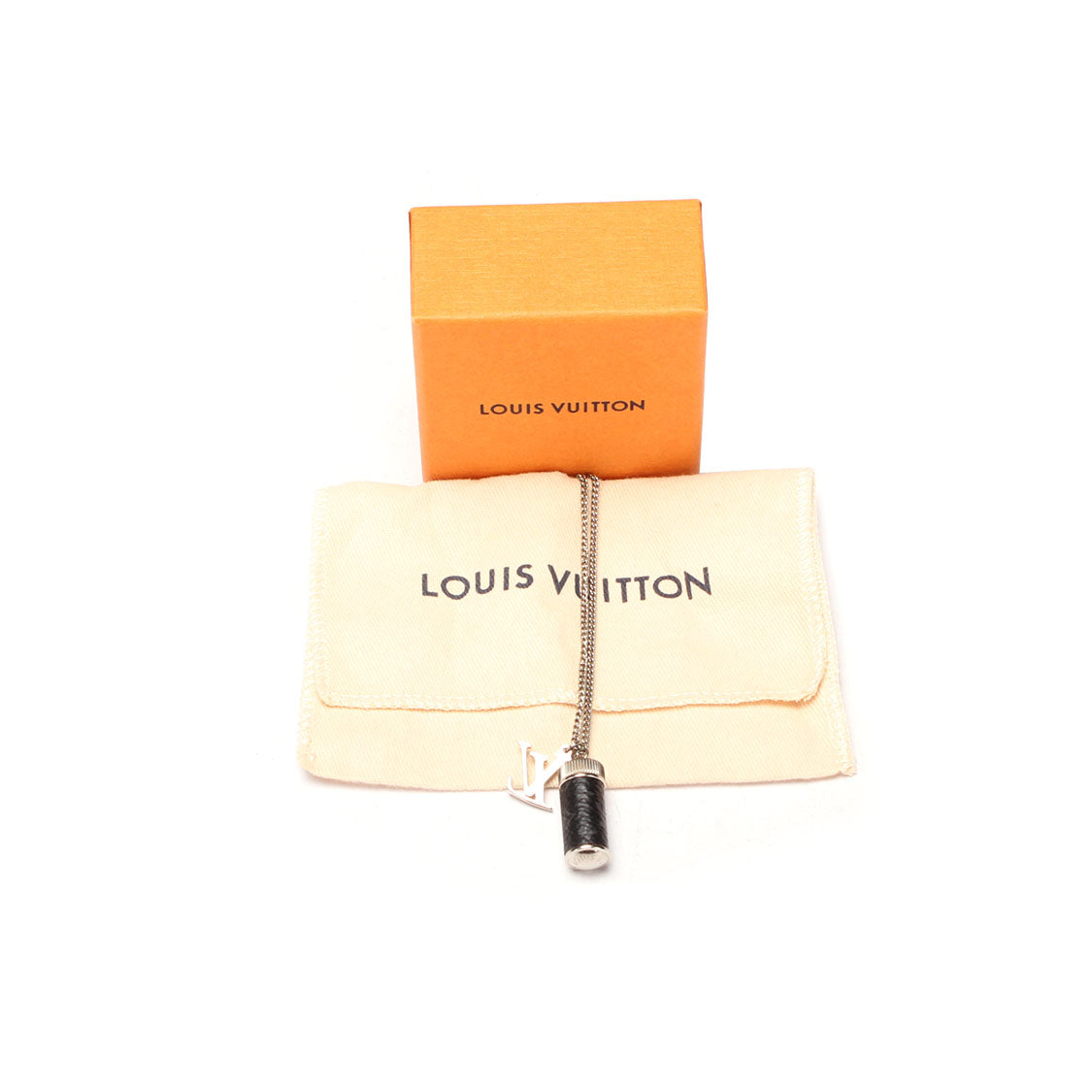 Louis Vuitton Monogram Eclipse Collier Charms Pendant Necklace Metal Necklace in Very Good Condition