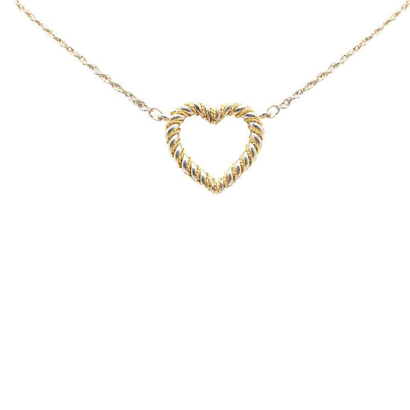 Tiffany & Co K18 Gold SV925 Silver Heart Necklace in Great Condition