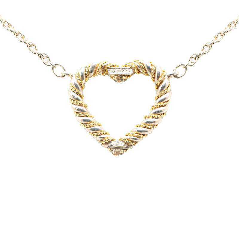 Tiffany & Co K18 Gold SV925 Silver Heart Necklace in Great Condition