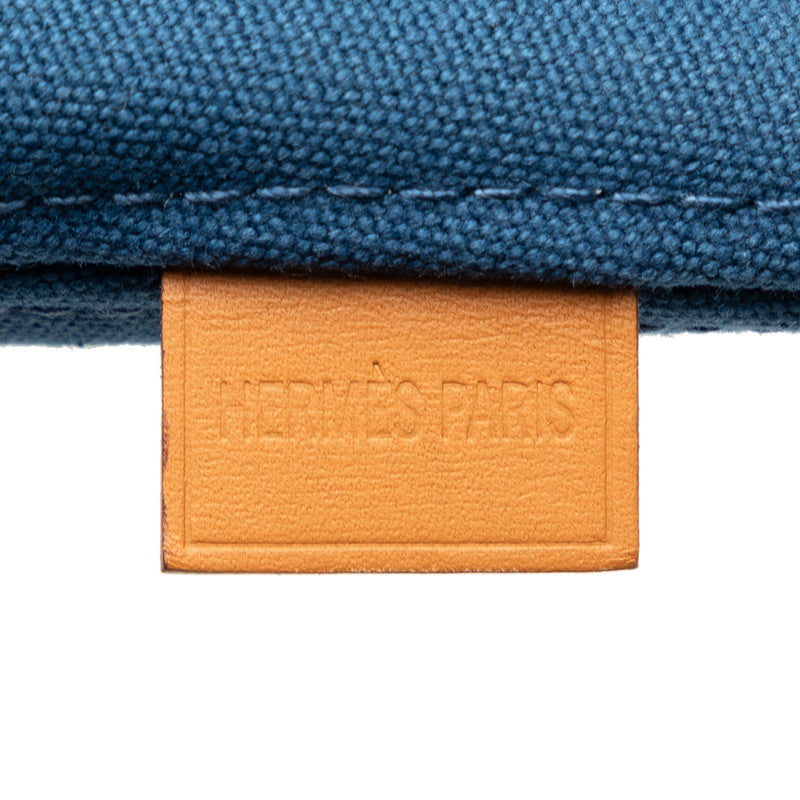 Hermes Palmier Mini Canvas Leather Pouch