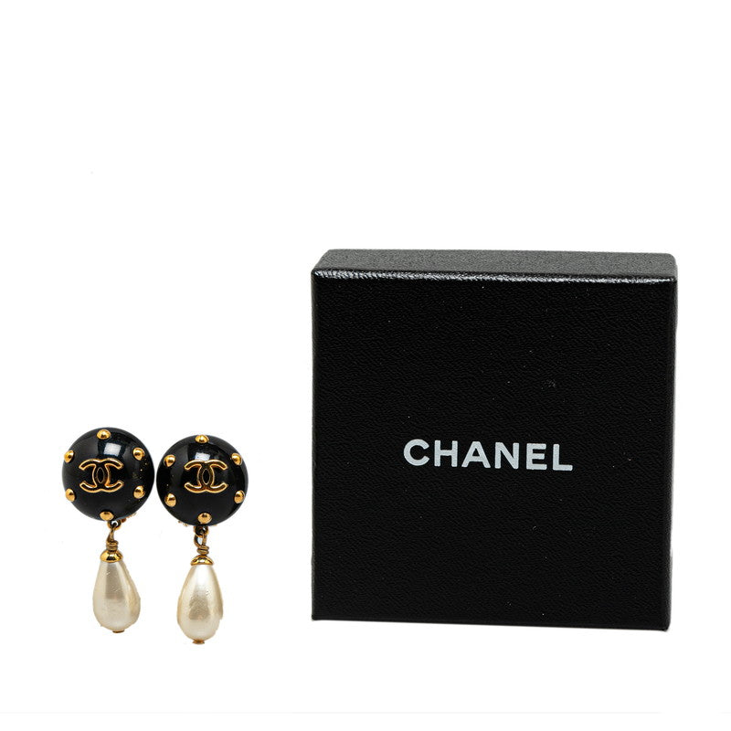 Chanel Vintage Coco Mark Pearl Earrings