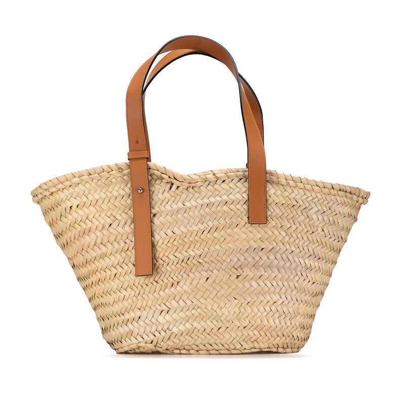 Loewe Raffia Leather Basket Medium Tote Bag 182040