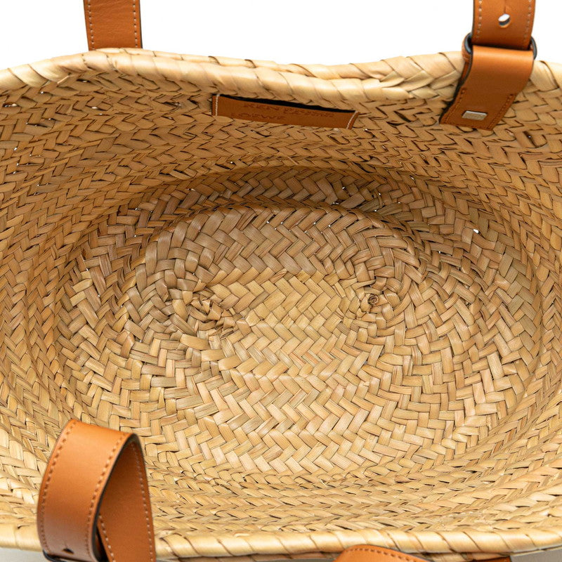 Loewe Raffia Leather Basket Medium Tote Bag 182040