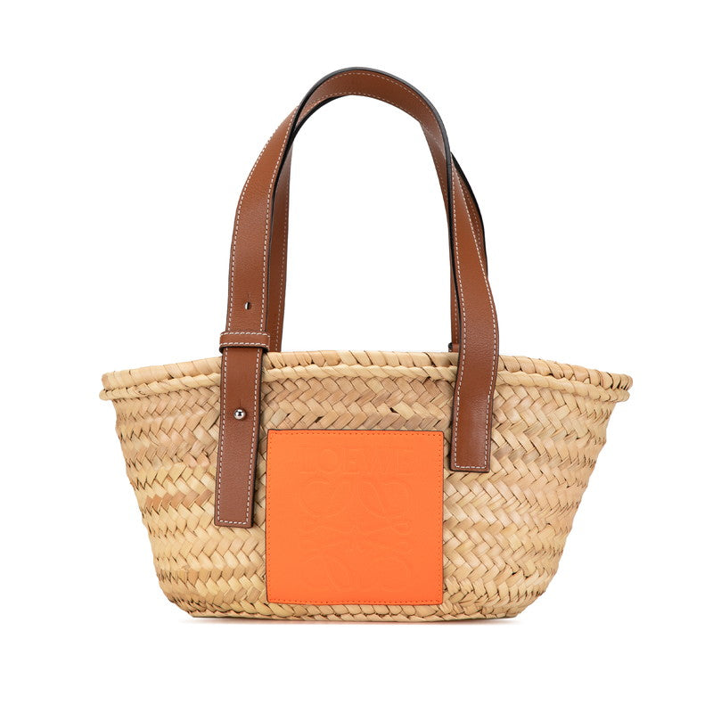 Loewe Anagram Logo Raffia Leather Basket Handbag