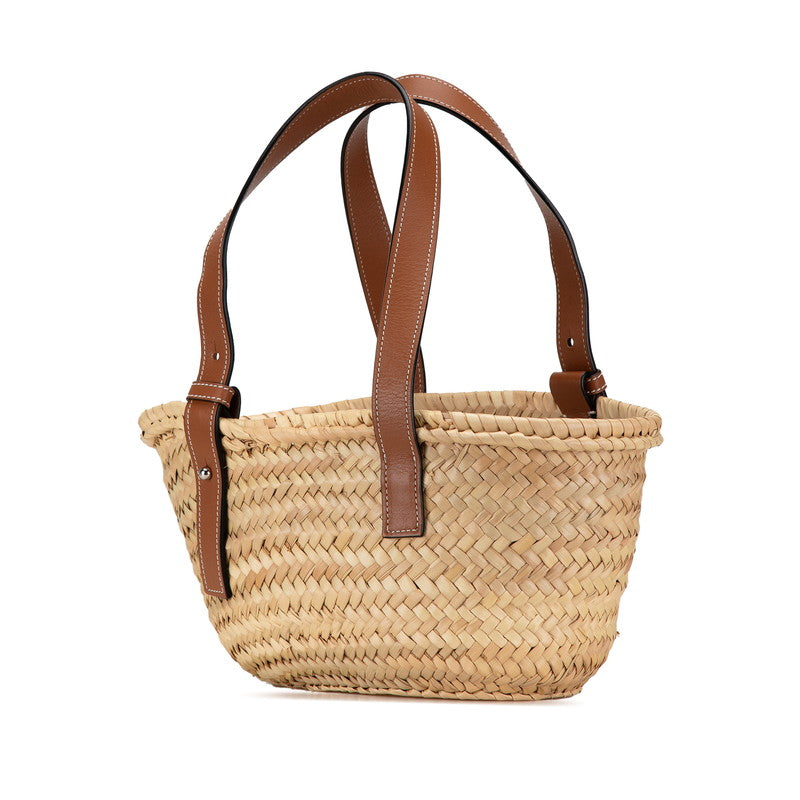 Loewe Anagram Logo Raffia Leather Basket Handbag