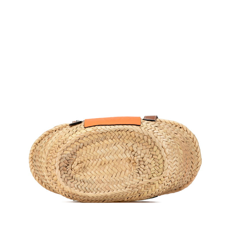 Loewe Anagram Logo Raffia Leather Basket Handbag