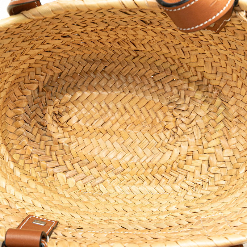 Loewe Anagram Logo Raffia Leather Basket Handbag