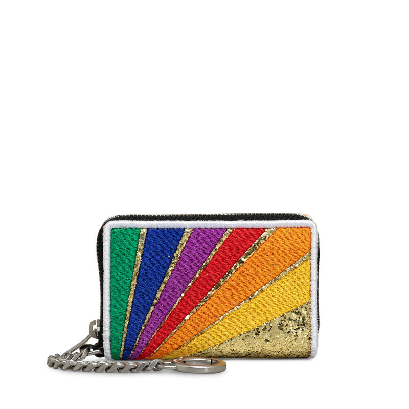 Saint Laurent Rainbow Canvas Leather Coin Case in Great Condition