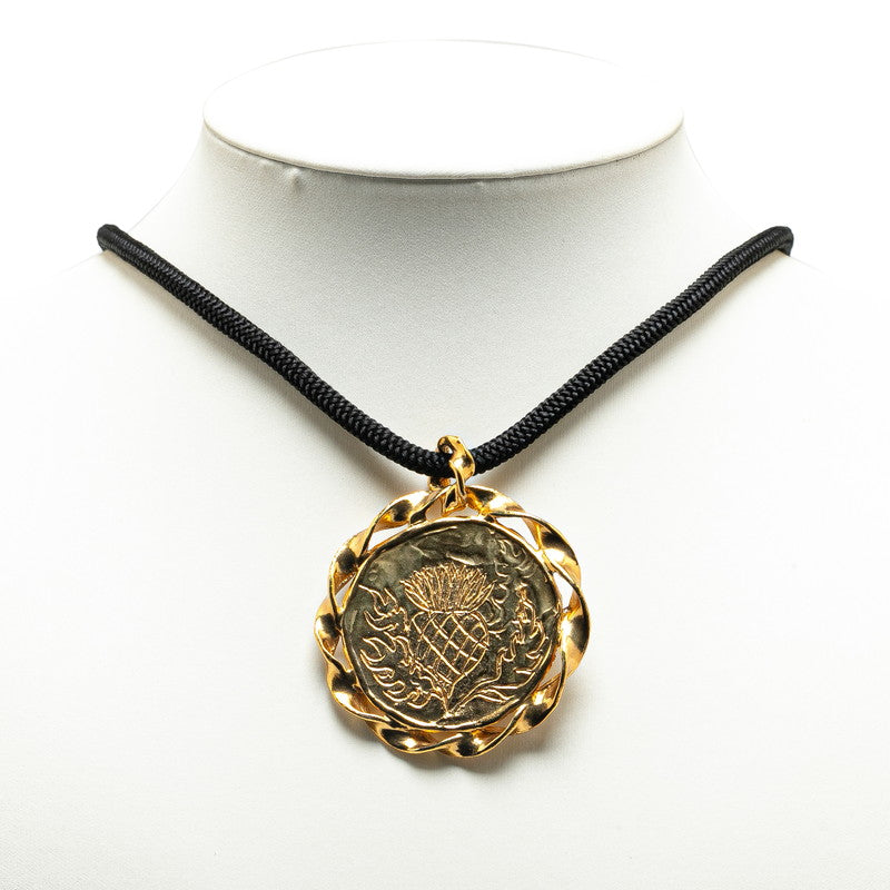 Yves Saint Laurent Medal Pineapple Necklace Gold