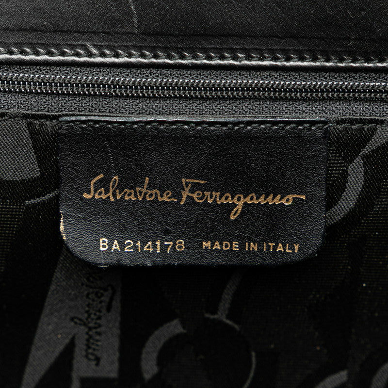 Salvatore Ferragamo Vara Ribbon 2WAY Leather Canvas Handbag in Very Good Condition