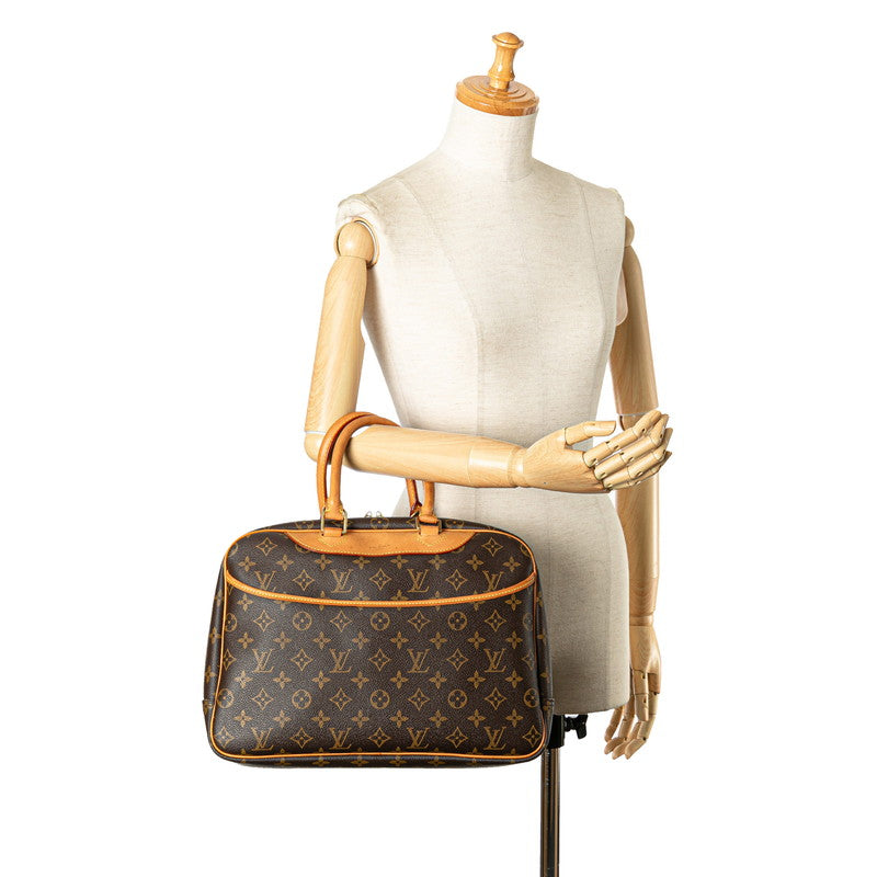 Louis Vuitton Monogram Deauville Handbag M47270 Brown PVC Leather in Very Good Condition