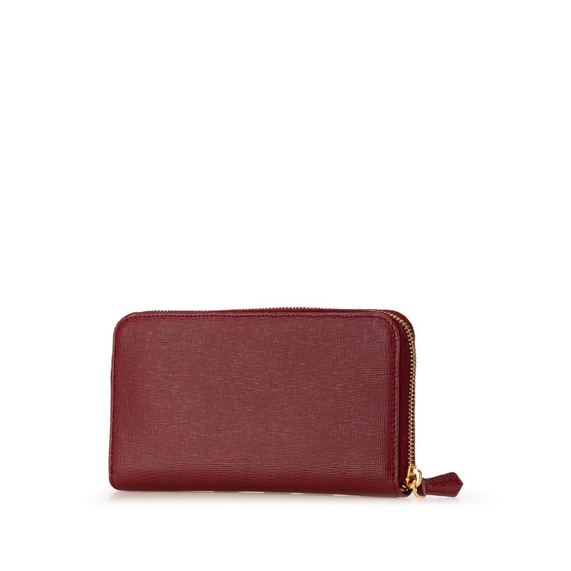 Fendi Logo Plate Red PVC Leather Wallet