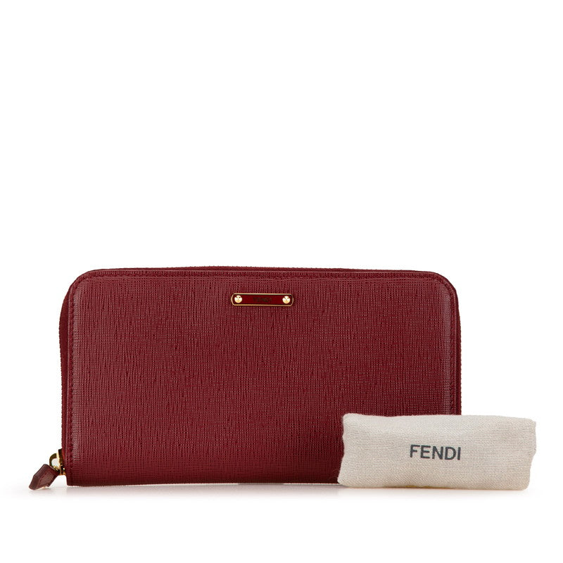 Fendi Logo Plate Red PVC Leather Wallet