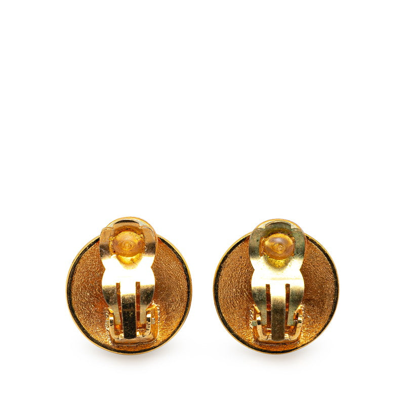 Chanel Vintage Coco Mark Crown Motif Clip-On Earrings Gold in Very Good Condition