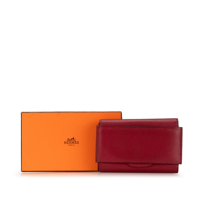 Hermes Passant Compact Bifold Wallet Red