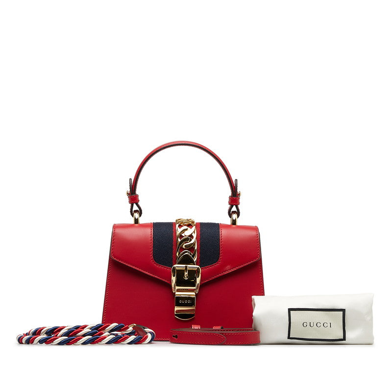 Gucci Sylvie Leather 2WAY Handbag 470270 Red