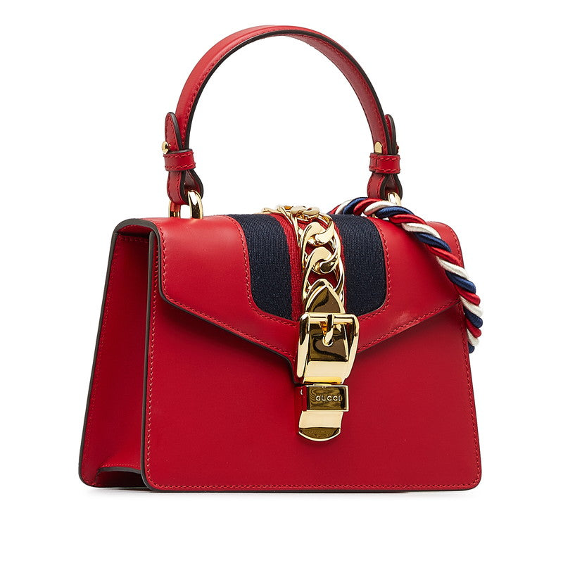 Gucci Sylvie Leather 2WAY Handbag 470270 Red in Great Condition