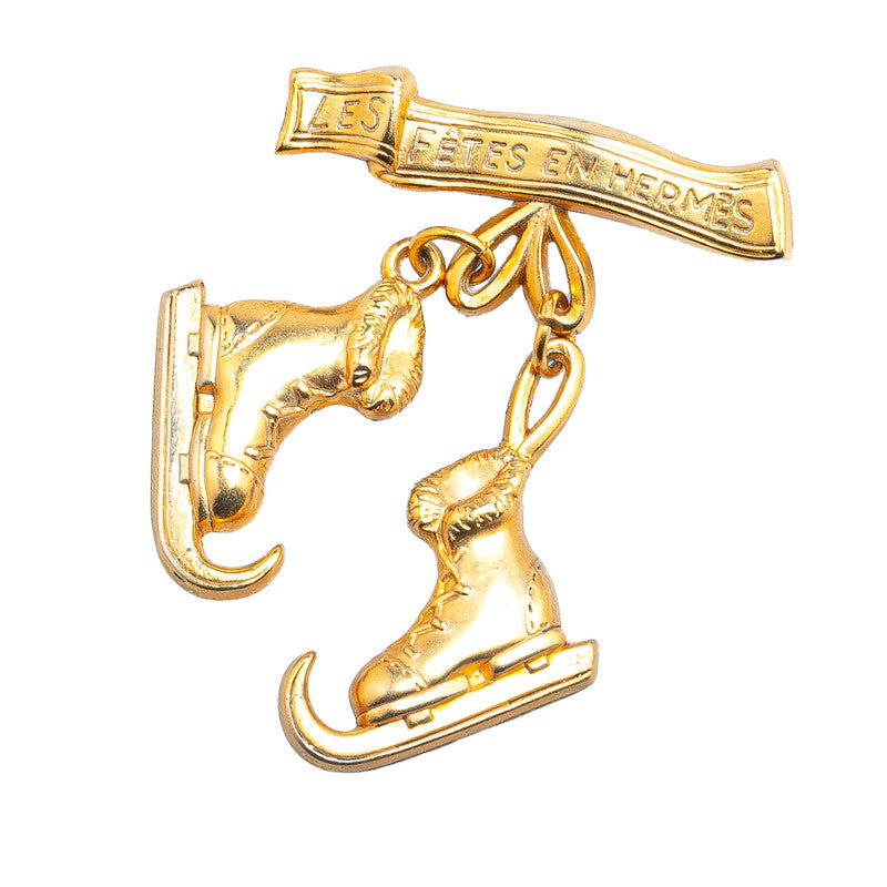 Hermes Skate Shoe Motif Brooch Gold